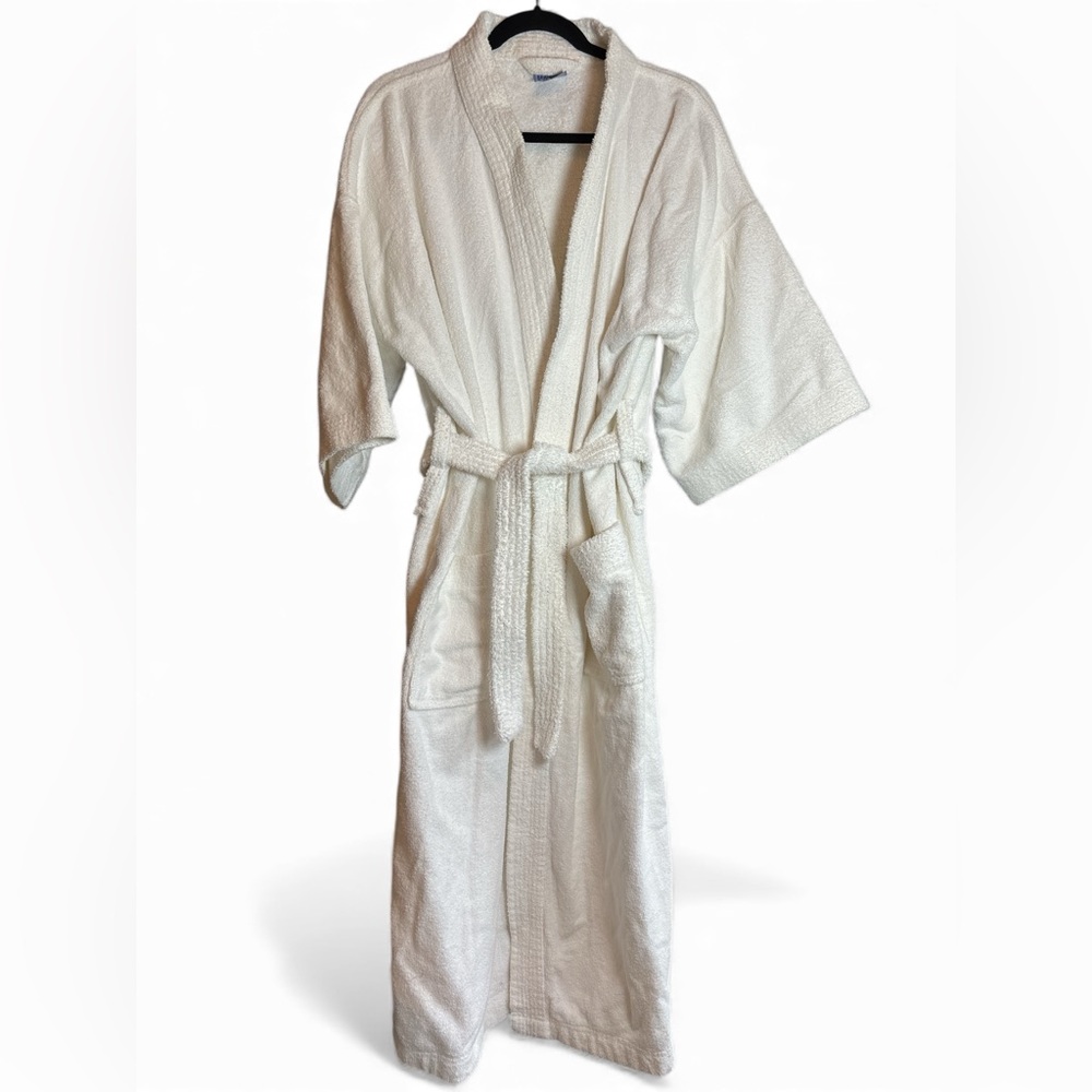 Women’s White Terry Kimono Robe with Belt